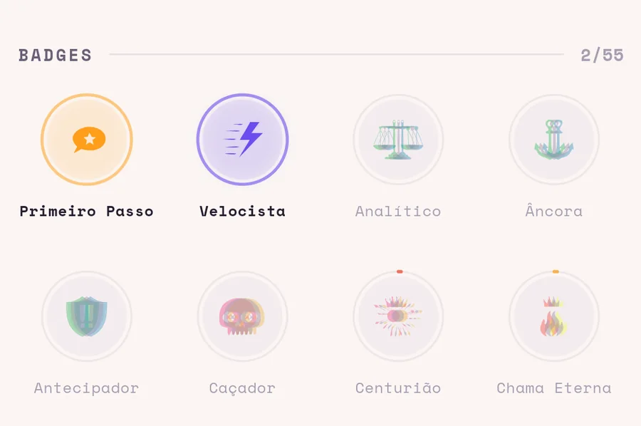 Perfil com nível e selos