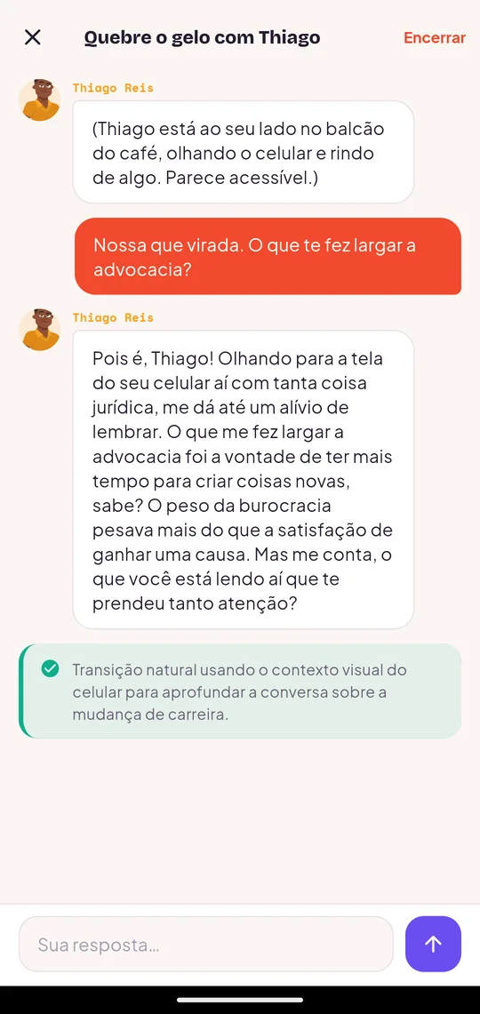 Conversa com um personagem no Piare